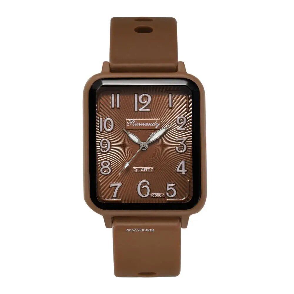 Hot Sale Fashion Ladies' Brand Watch, Leisure, Rectangle Digital, Simple, Women's Quartz Watch with Silicone Band, Sports Watch, Color: Parallel Import