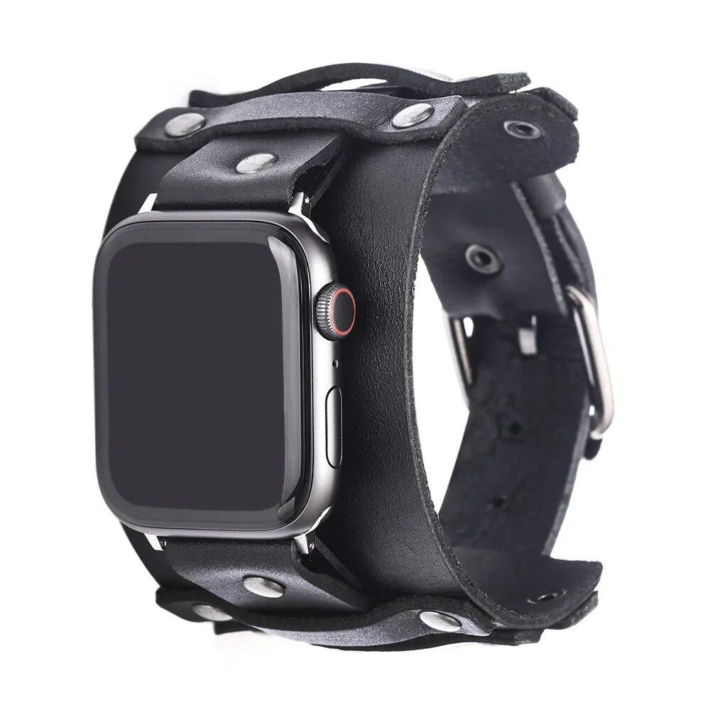 Charmsmic Spring Collection: Apple Watch Band, 38mm/40mm Compatible, Leather Wrist Bracelet, Black/Brown, Smartwatch Accessory, Band Color: mm, Parallel Import