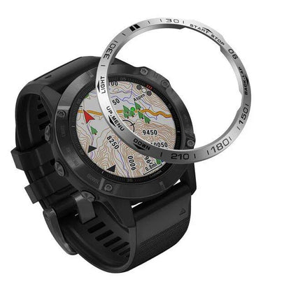 Garmin Fenix 7/7X/6/6X Solar Sapphire Metal Bezel Ring with Time Frame and Glass Screen Protector, Smartwatch Protective Case (Imported)