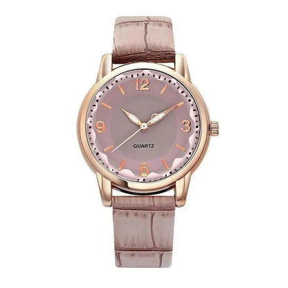 Leather Strap Women's Watch with Polygonal Glass, Luxury Quartz Watch, Creative Fashion, Parallel Import