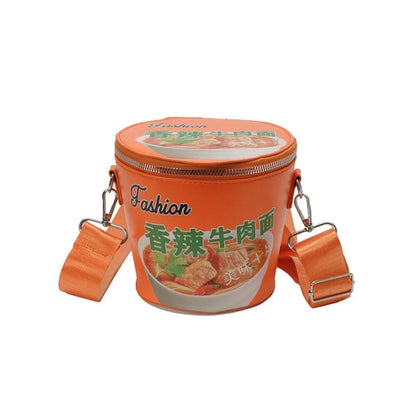 Instant Noodle Shoulder Bag, Crossbody Bag, Solid Color, Reusable Bucket Bag, Large Capacity, Zippered, Shoulder Bag, Parallel Import