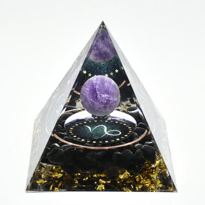 12 Zodiac Signs Orgonite Pyramid, 5cm, Horoscope Healing, Natural Quartz Crystal, Lucky Energy, Chakra, Reiki, Orgonite, Power Stone, Birthday Gift, Parallel Import