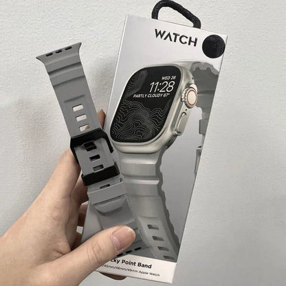 Silicone Sport Band for Apple Watch - Compatible with iWatch Ultra 2/10/9/8/7/6/5/4/3/2/1, 38mm/40mm/41mm/42mm/44mm/45mm/46mm/49mm Band Colors: Parallel Import