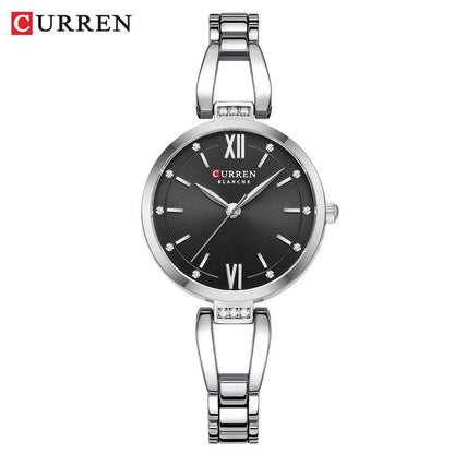 Karen Women's Quartz Watch, Luxury Fashion Rhinestone and Stainless Steel Band, High-Quality, Parallel Import