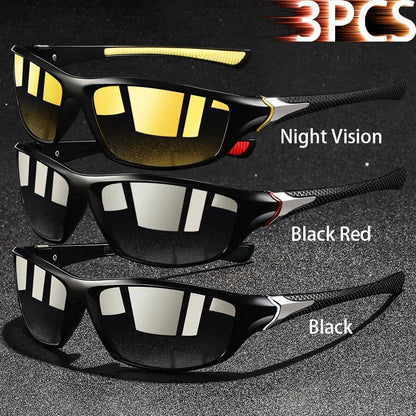 Set of 1, 2, or 3 Retro Sports Sunglasses for Men and Women, Ideal for Fishing, Running, Cycling, Climbing, and Outdoor Sports, UV400 Protection, Anti-Glare Lens Color: Parallel Import