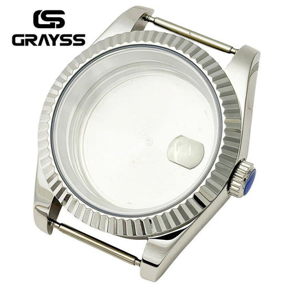 High-Quality Flat/Gear Edge MOD Watch Case with Sapphire Crystal, Waterproof, 36mm/39mm Style, for NH35, NH36, and NH34 Mechanical Movements. Color: mm. Parallel Import.