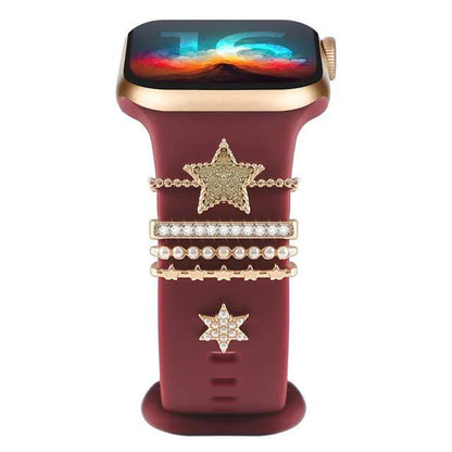 Diamond Jewelry-Embossed Band for Apple Watch Ultra 2, 9, 8, and 7, Compatible with Samsung and Huawei, 20/22mm Bracelet Strap, Band Color: ; Ships from: Parallel Import