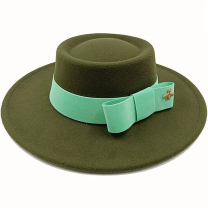 Winter Bowtie Fedora Hat with Textured Surface, Flat Top, and Elastic Band. Red. Men's and Women's Jazz Hat. Sizes: 56-58cm. Ships from: Parallel Import.