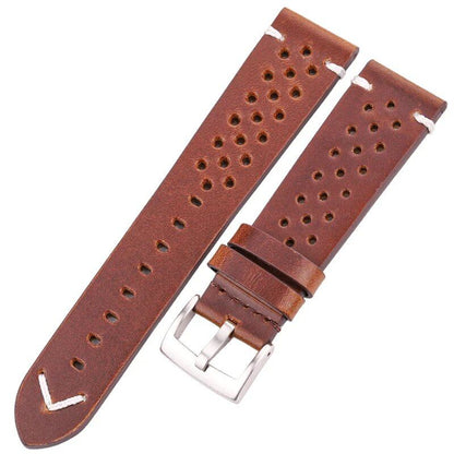 Handmade, Breathable Cowhide Leather Watch Band, 18, 20, 22, 24mm, Men's and Women's, 4 Colors, Oil Waxed, Genuine Leather Strap, Watch Accessories, Band Color: mm, Parallel Import