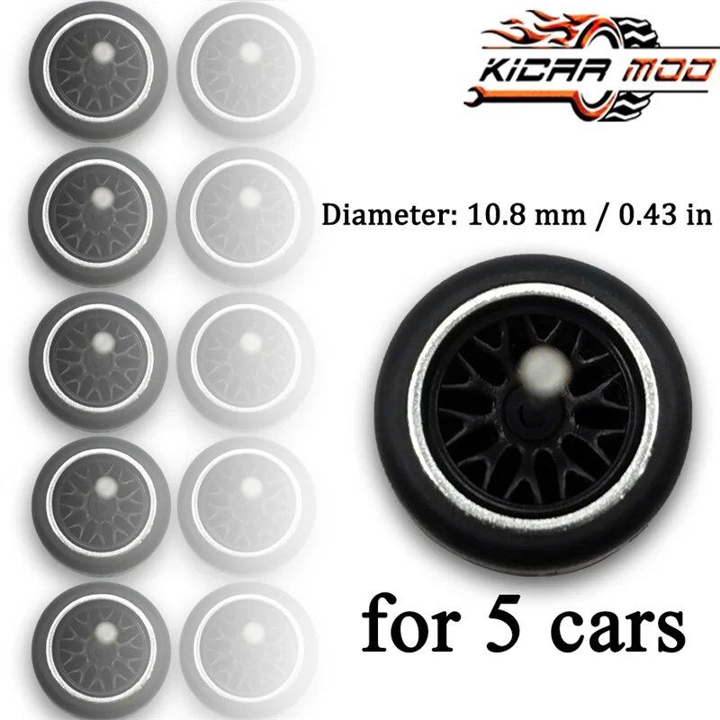 1/64 Scale Wheels with Fixed Rubber Tires, Branch Spokes, Refit Parts for Toy Models and Diecast Cars, Compatible with Hot Wheels (5 Sets for 5 Cars), Color: MMW, Parallel Import