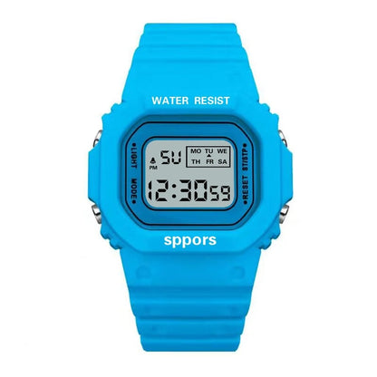 YIKAZE Sports Watch, Unisex, Student-Friendly, LED Electronic Watch, Colorful Square Shape, Waterproof, Rubber Strap, Parallel Import