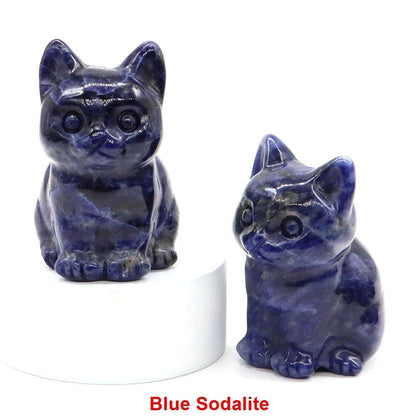 1.8-inch Natural Stone Cat Figurine, Handmade Animal Sculpture, Healing Crystal Amethyst, Craft, Chakra Meditation, Home Decor, Gift, Size: 1 Piece; Parallel Import