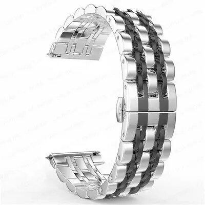 22mm and 20mm Stainless Steel Bands for Samsung Galaxy Watch 3, 4, 5 (45mm), Gear S3 (46mm and 42mm), and Active 2 (40mm and 44mm) - Compatible with Amazfit BIP 2 and GTR. Band Color: mm; Ships from: Parallel Import