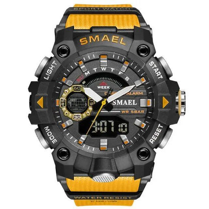 SMAEL Men's Sports Watch, Shock Resistant, 50M Water Resistant, LED Alarm, Stopwatch, Military Style, 8040, Color: Parallel Import