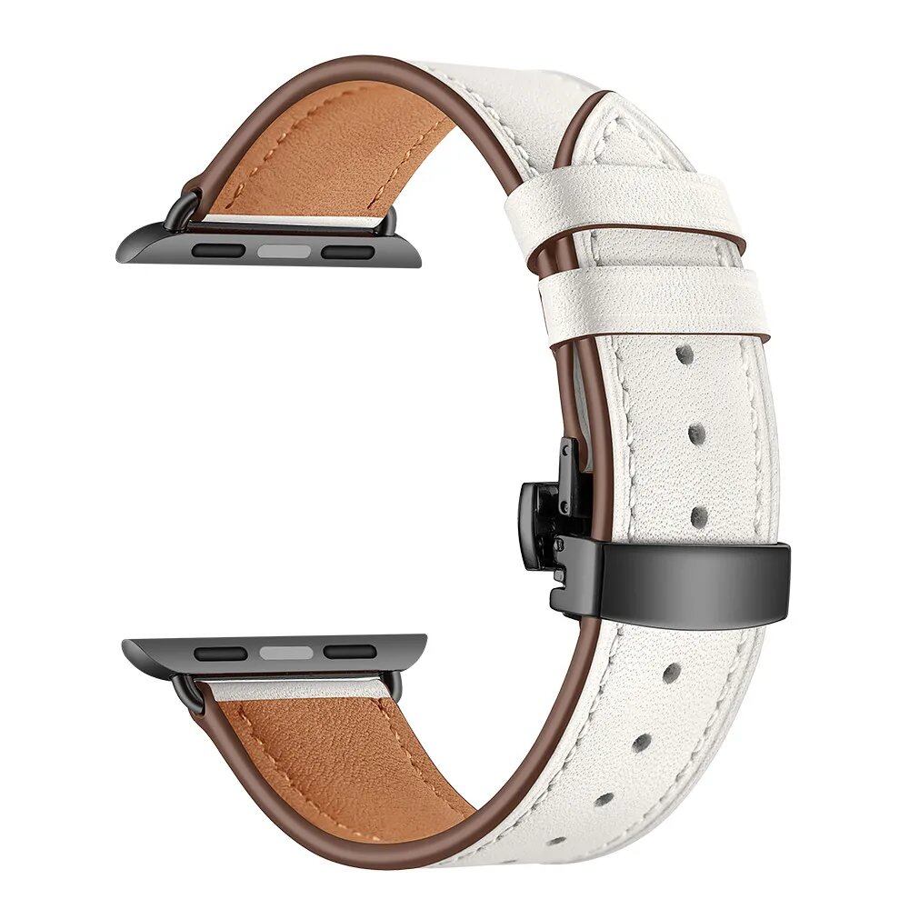 Leather Strap for Apple Watch - 38mm, 40mm, 41mm, 42mm, 44mm, 45mm - Series 3/4/5/SE/6/7 Compatible Bracelet Band Color: Parallel Import