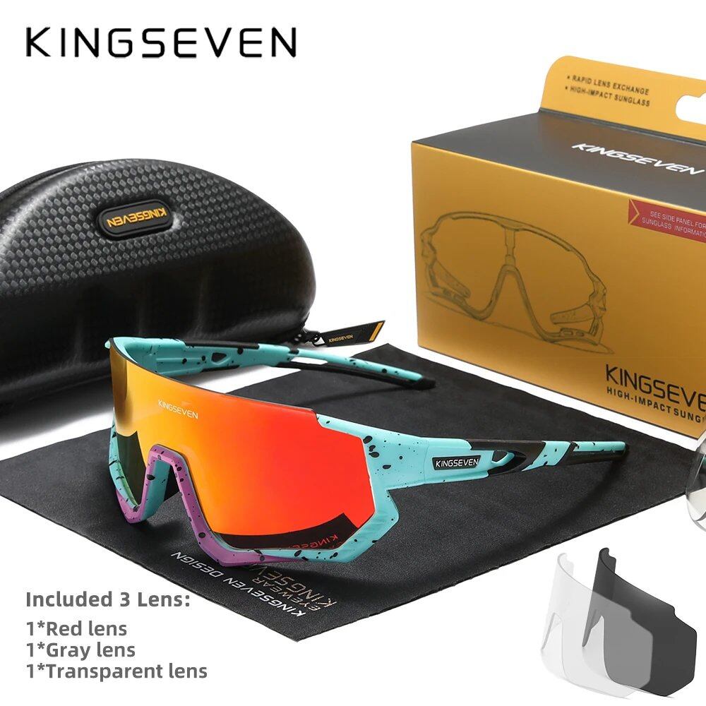 キングセブン 新作 サイクリングサングラス メンズ スポーツ レディース MTB 自転車 グラス UV400 偏光 フィッシング 保護 メガネ アウトドア フレームカラー：その他;レンズカラー：C 並行輸入品