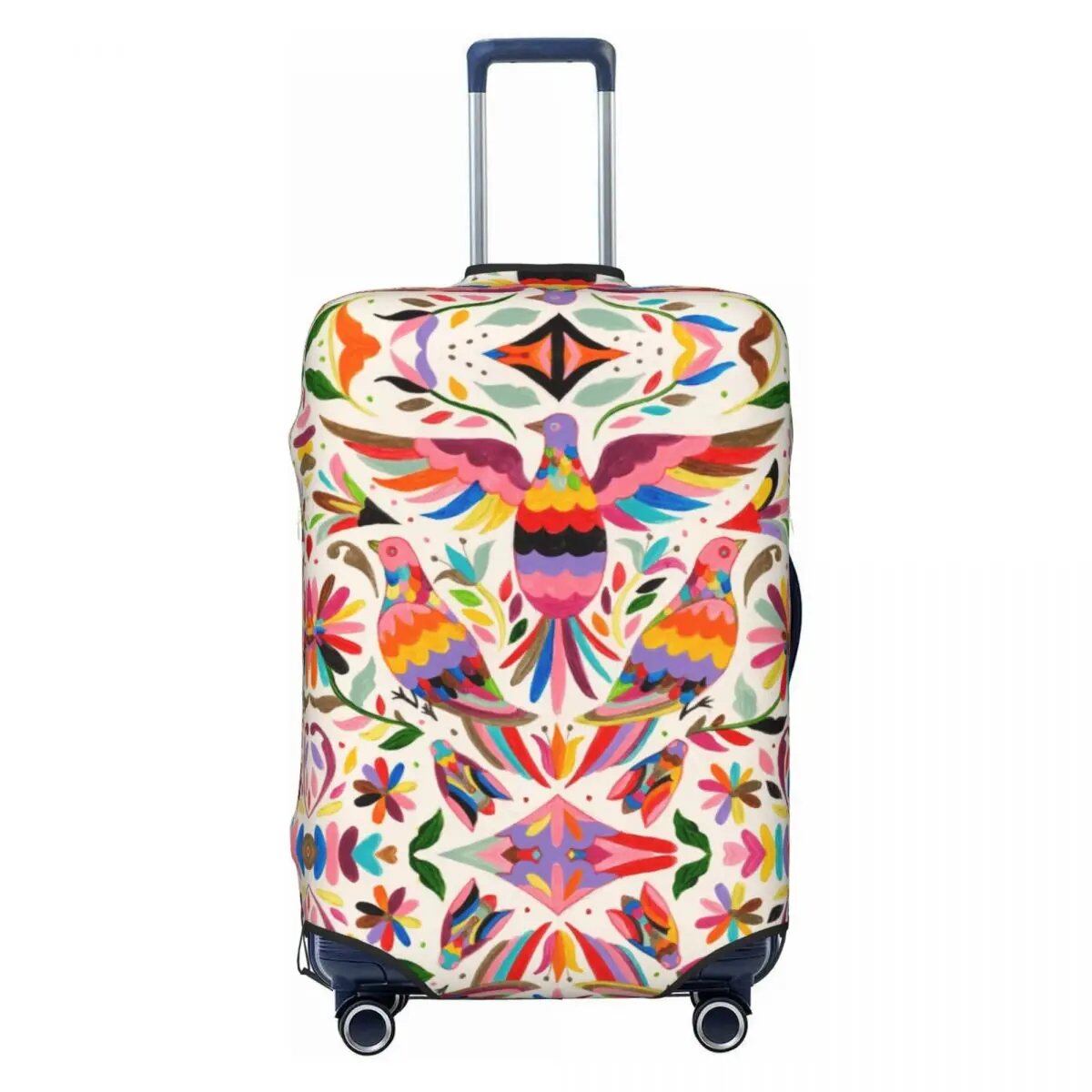 カスタムカラフルフローラルメキシカンフラワー スーツケースカバー エラスティック トラベル 荷物保護カバー 18-32インチ対応 サイズ： 並行輸入品