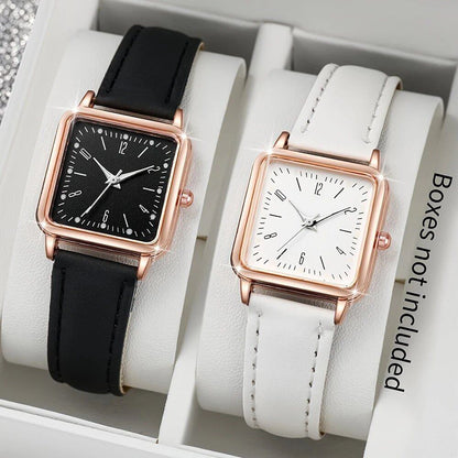 Set of 4 Simple Modern Watches with Leather Straps, Business Casual, Unisex, Quartz Movement, Parallel Import