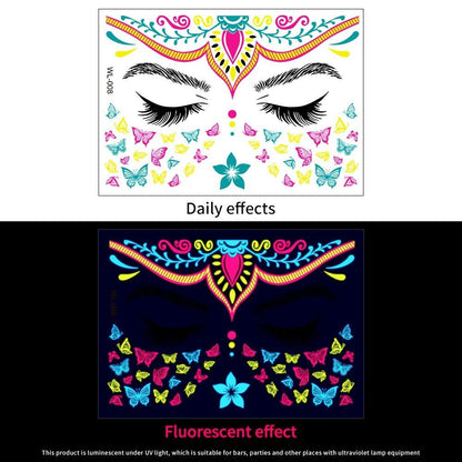 1/5/8-Piece 3D Face and Eye Tattoo Stickers for Party Makeup, Diamond Rhinestone Stickers, Self-Adhesive Mixed Crystal Face Decoration Stickers, Parallel Import