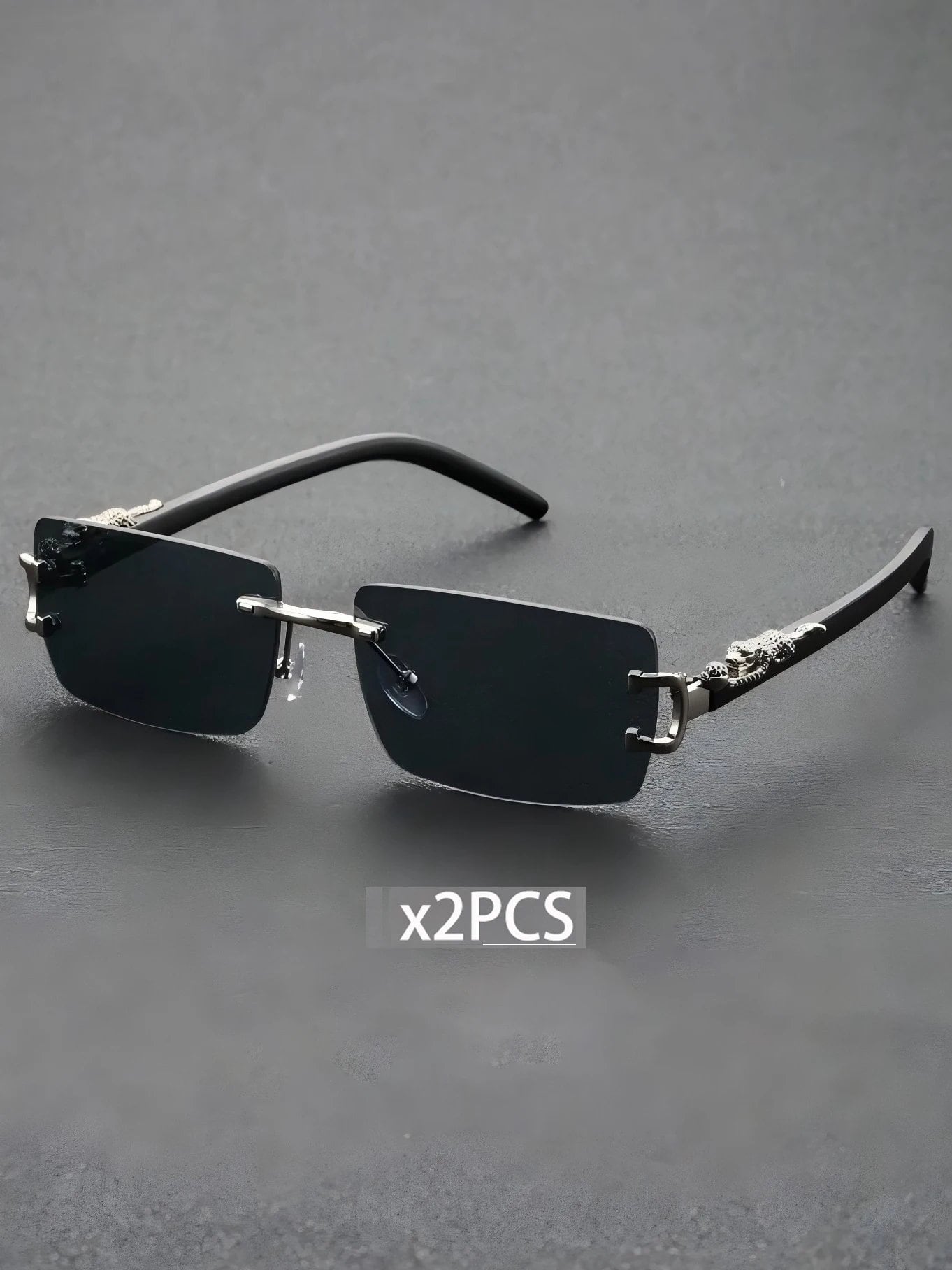 1/2-Piece Unisex Classic Square Frame Stylish Metal Sunglasses, Cool Outdoor Accessories for Cycling and Fishing, Lens Color: KH2670-SR, Parallel Import