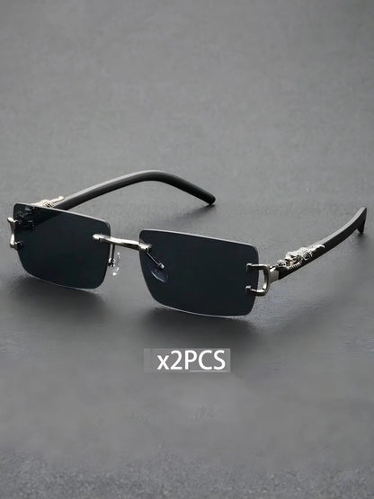 1/2-Piece Unisex Classic Square Frame Stylish Metal Sunglasses, Cool Outdoor Accessories for Cycling and Fishing, Lens Color: KH2670-SR, Parallel Import