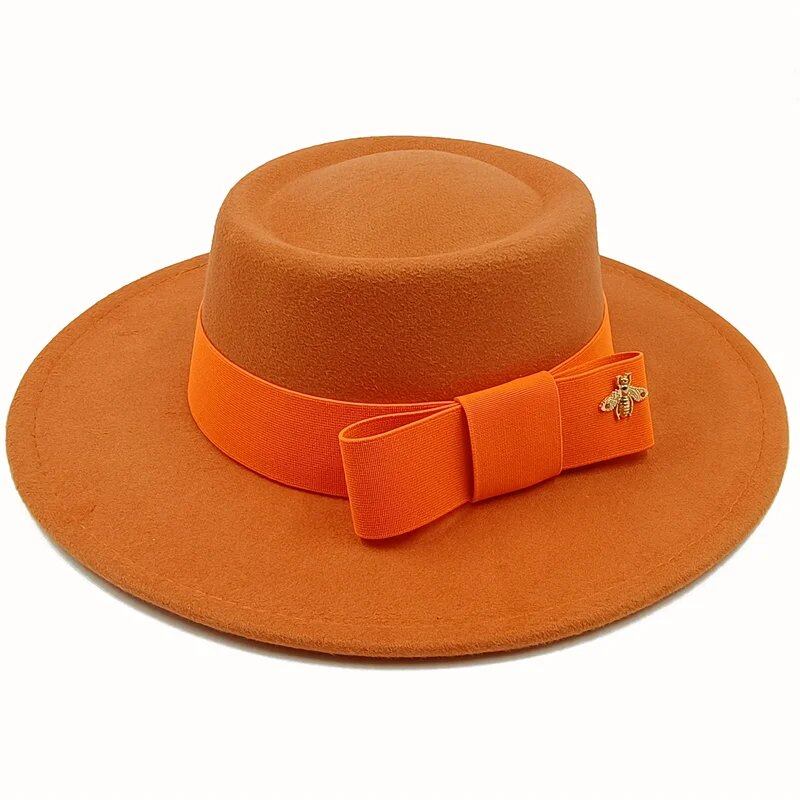 Winter Bowtie Fedora Hat with Textured Surface, Flat Top, and Elastic Band. Red. Men's and Women's Jazz Hat. Sizes: 56-58cm. Ships from: Parallel Import.