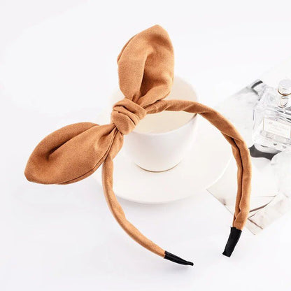 Bunny Ear Striped Print Hair Hoop Band, Wide Hairband with Ribbon for Girls, Hair Accessory, Headpiece, Parallel Import
