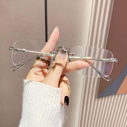 Harajuku Rimless Glasses for Women, Clear Rectangular Sunglasses, Blue Light Blocking, Frameless, Optical Lenses; Ships from: Parallel Import