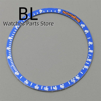 BLIGER 40mm Black PVD VK63 Watch Case with Black, Blue, Red, Green, and Silver Inserts, Acrylic Mirror, and VK63 Movement Assembly and Repair Parts; Dial Diameter: VK63 (Imported)