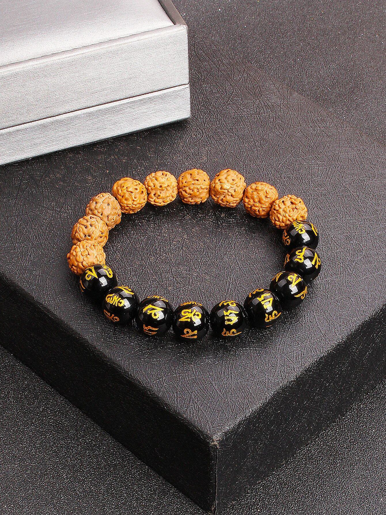 12mm Vajra Bodhi Rudraksha Bracelet with Red Tiger Eye and Aquamarine (Protection, Courage, Calmness, Mental Energy, Harmony) Length: 12mm (Parallel Import)