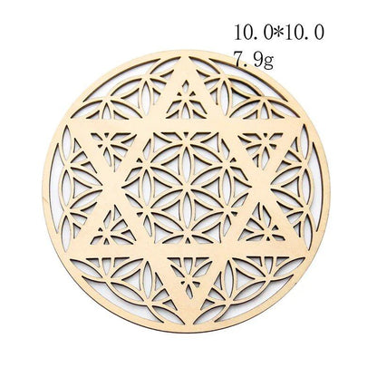 10cm Wooden Tree of Life Jewelry Display Tray with Quartz Crystal Wall Decor, Metatron's Cube, Star of David, Chakra, and Meditation Accessory (Imported)
