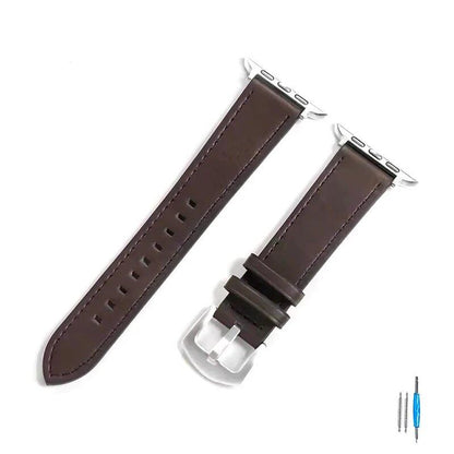 Calf Leather Strap for Apple Watch - Compatible with iWatch Series 8/7/6/5/4/3/SE, 49mm, 44mm, 45mm, 42mm, 40mm, and 41mm Bands, Unisex, Imported