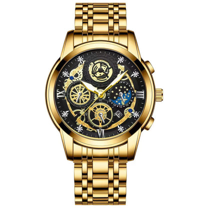 BINBOND B4010 Fashion Casual Quartz Men's Watch with Stainless Steel Strap, Luxury Dial, Luminous Display, 30M Water Resistance, Parallel Import