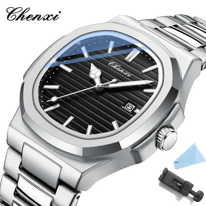 Chenxi 8222 Men's Luxury Gold Stainless Steel Luminous Quartz Watch, Waterproof, Fashionable, Parallel Import