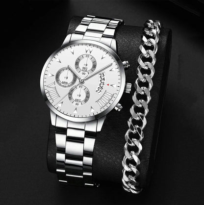 New Hot Watch Men's Stainless Steel Wristwatch, Luxury Quartz Calendar Business Watch, Parallel Import