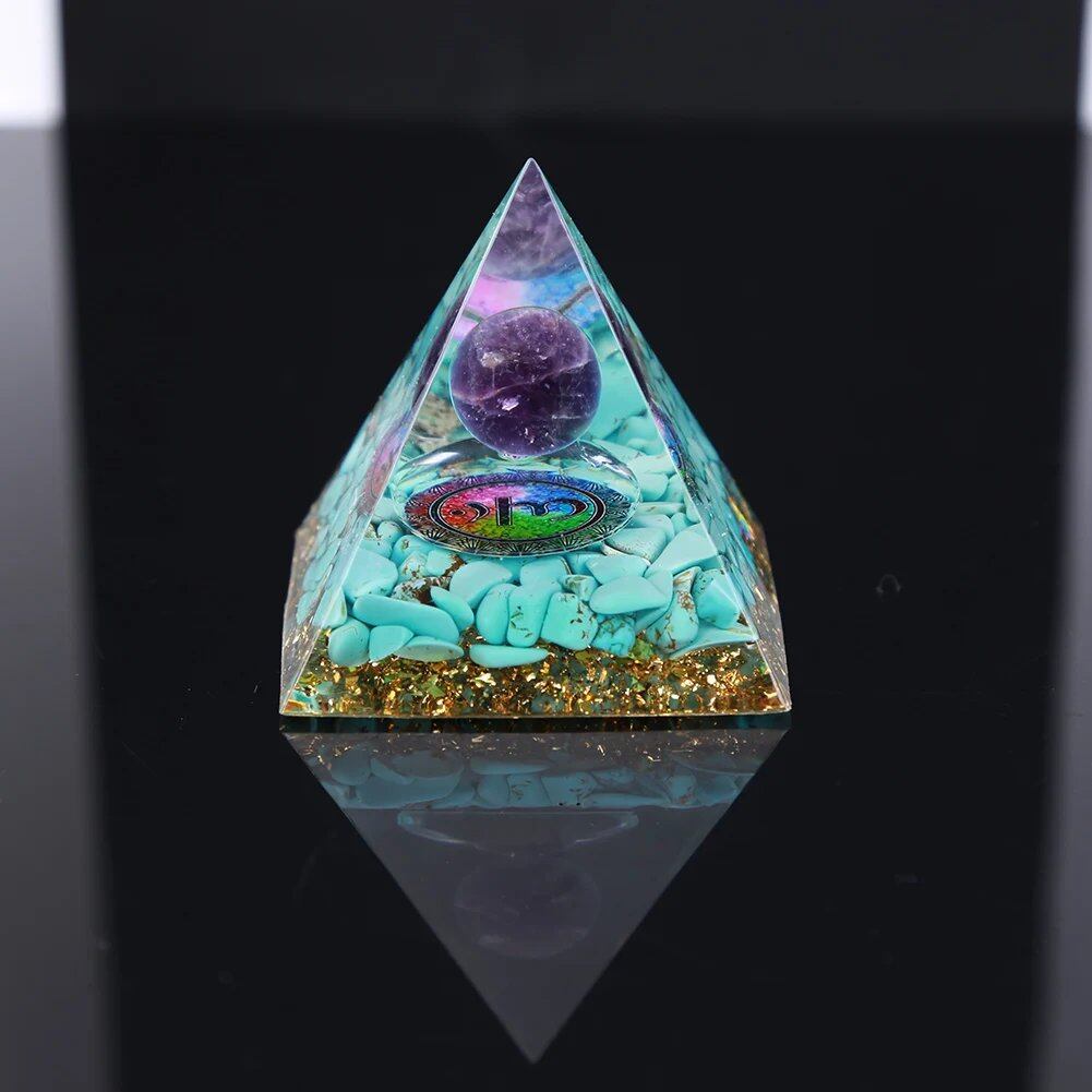 エネルギー発生器 オーゴン・ピラミッド アメジスト＆ペリドット ヒーリング天然水晶 レイキ・チャクラ発生器 オーゴナイト・ピラミッド 瞑想ツール ;発送元： 並行輸入品