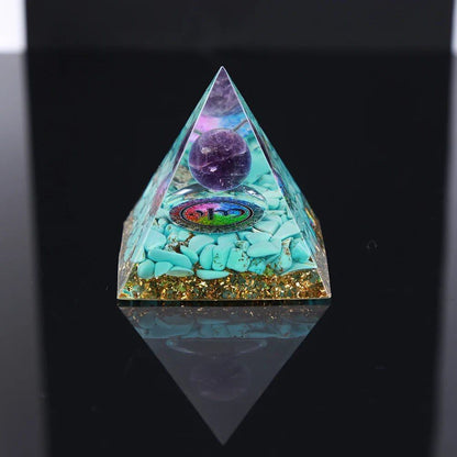 エネルギー発生器 オーゴン・ピラミッド アメジスト＆ペリドット ヒーリング天然水晶 レイキ・チャクラ発生器 オーゴナイト・ピラミッド 瞑想ツール ;発送元： 並行輸入品