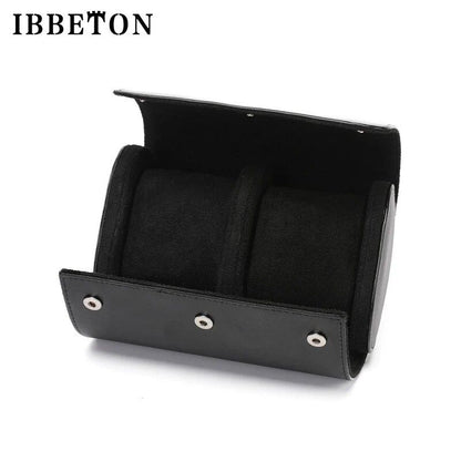 IBBETON 3スロット ウォッチロール トラベルケース 携帯型 ヴィンテージレザー 腕時計ディスプレイケース 収納ボックス メンズギフト 時計オーガナイザー カラー：ブラ 並行輸入品