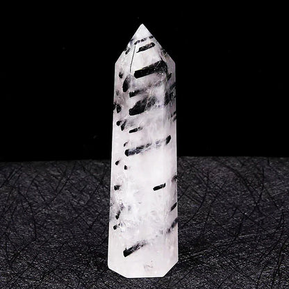 Natural Black Tourmaline Crystal Wand, Polished, 1.57-3.14 Inch, Reiki Healing Energy Stone, Hexagonal Point, Obelisk, Gemstone (Imported)