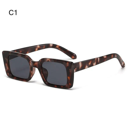 Retro Square Sunglasses for Women, Leopard Print Striped Sunglasses, UV400 Protection, Fashion Rivets, Men's Clear Gradient Sunglasses, Parallel Import