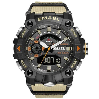 SMAEL Men's Sports Watch, Shock Resistant, 50M Water Resistant, LED Alarm, Stopwatch, Military Style, 8040, Color: Parallel Import