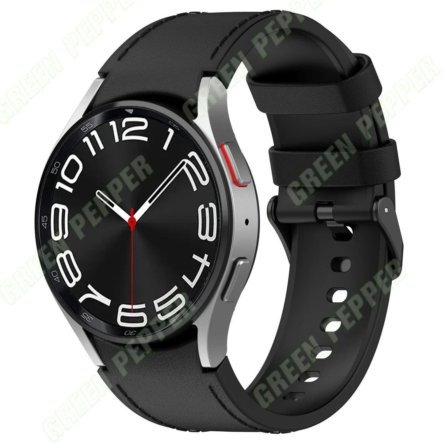 Leather and silicone bands compatible with Samsung Watch 6/5/4 (40mm, 44mm), 4/6 Classic (42mm, 43mm, 46mm, 47mm), and Galaxy Watch 5 Pro (45mm). Genuine leather-look strap. Band Color: ; Ships from: Parallel Import.
