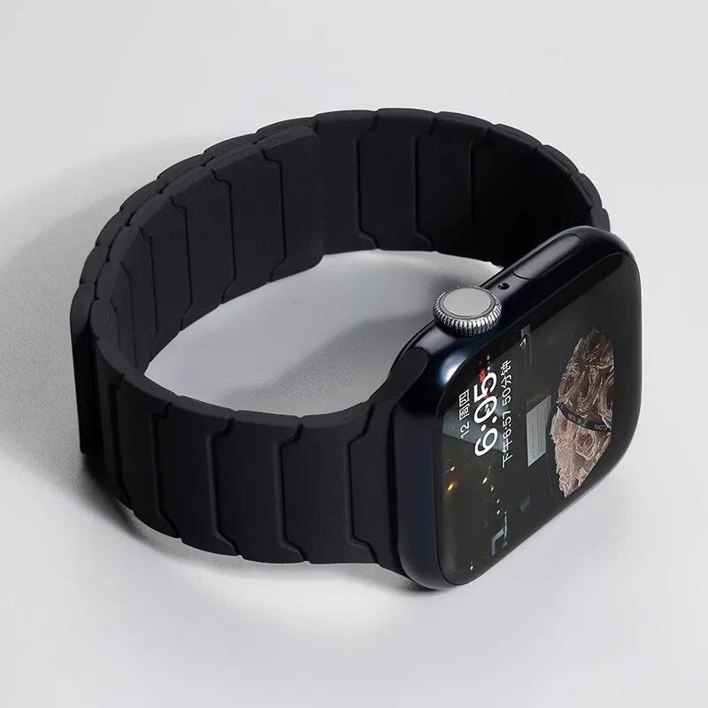 Magnetic Silicone Band for Apple Watch Ultra 2, 49mm, 45mm, 41mm, Series 9/8/7/6/SE/5/4, 38mm, 40mm, 42mm, 44mm, Band Color: mm, Parallel Import
