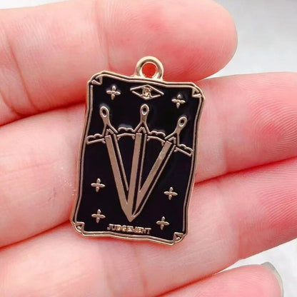 Set of 10 Tarot Card Charms, Magical Divination Craft Metal Charms Pendants for DIY Earrings, Bracelets, Jewelry Making, Handmade Crafts, Metal Color: Parallel Import