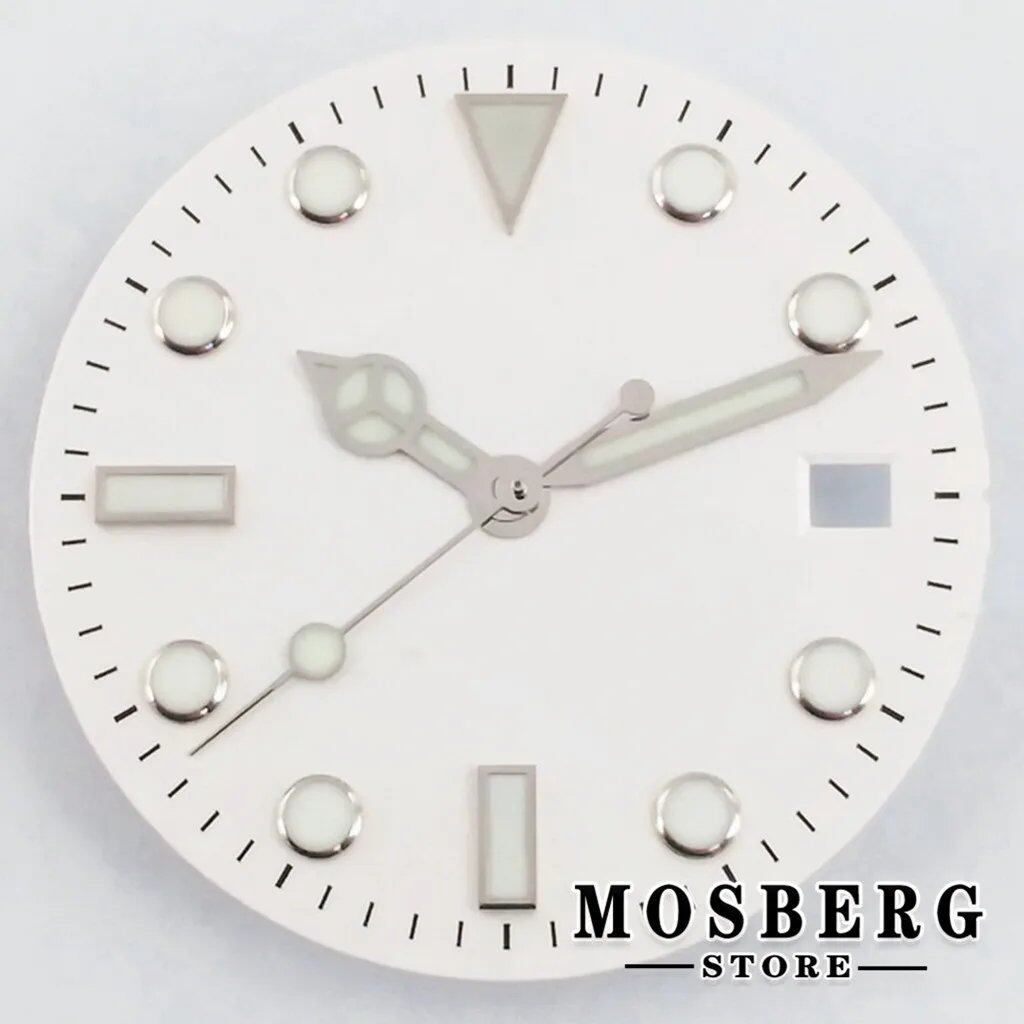 28.5mm White Luminous Dial with Hands (Compatible with NH35/NH36/ETA 2824/2836/Miyota 8215/8205/DG2813/3804) Parallel Import
