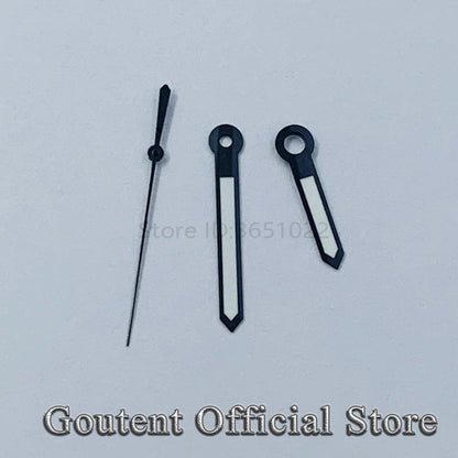 Goutent Black, Silver, and White Watch Hands with Green Luminous Hands for NH35 and NH36 Automatic Movements (Parallel Import)