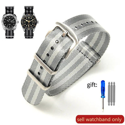 Breathable Soft Nylon Men's Watch Band for Omega 300 Ghost Party 007, Longines Conquest, Seiko, and Casio, 20mm and 22mm, Size 2, Parallel Import