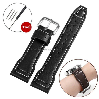 IWC Pilot's Mark 327004/377714 Genuine Leather Strap, Cowhide Leather, Smartwatch Wristband with Folding Buckle, Women's/Men's Bracelet, 20/21/22mm Band Color: mm, Parallel Import