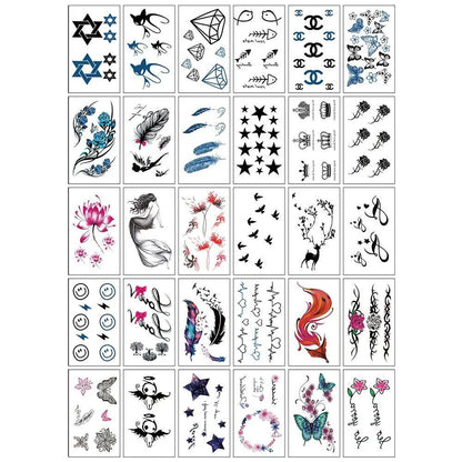 10/20/30/50 Sheets of Waterproof Temporary Tattoo Stickers, Removable Body Art, Butterfly and Flower Designs for Men and Women, Stylish, Imported
