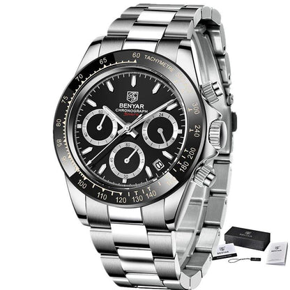 Veneer Men's Luxury Sports Watch, Waterproof Stainless Steel Quartz Chronograph Watch, Relojo Ombre, Parallel Import